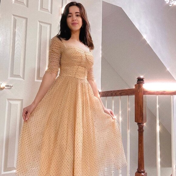 Polka Dot Tulle Midi Princess Dress - Picture 4 of 6